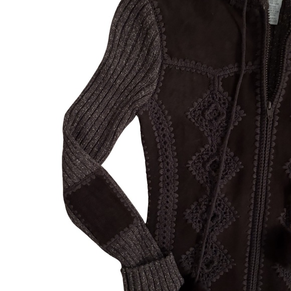 Buffalo David Bitton Y2K Brown Knit Suede Sweater - Picture 4 of 7